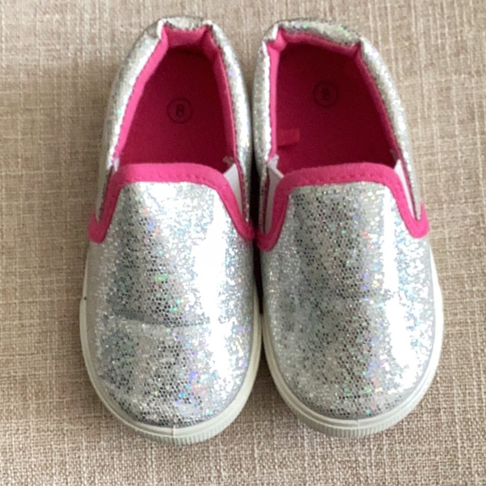 Sparkly Silver Kids Slip-On Shoes